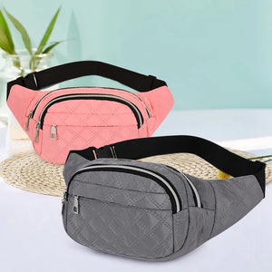 Quilted Waist Fanny Pack Multi-layer Large Capacity Crossbody Bag