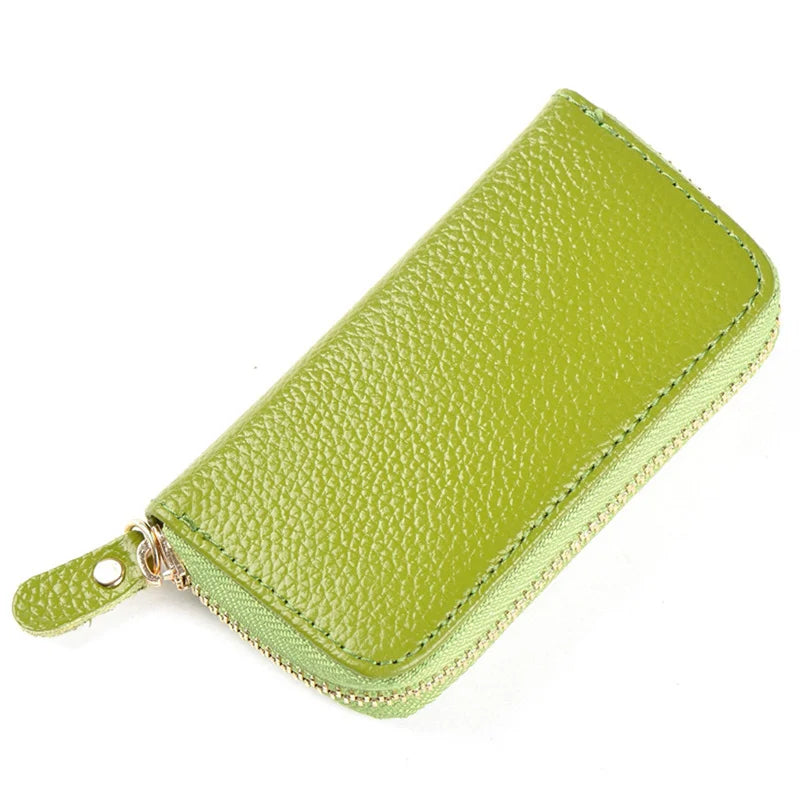 Men Women PU Leather Zipper Metal Rack Key Wallets