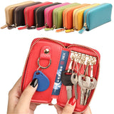 Men Women PU Leather Zipper Metal Rack Key Wallets