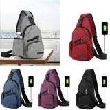 Men Women Sling Chest Pack USB Charging Sports Crossbody Handbag
