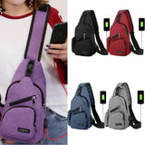 Men Women Sling Chest Pack USB Charging Sports Crossbody Handbag
