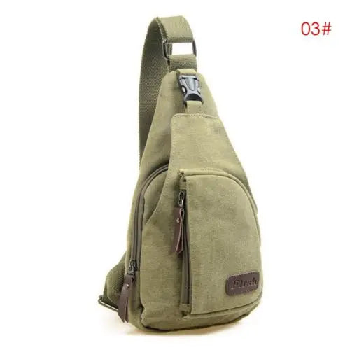 Vintage Canvas Leather Satchel Shoulder Sling Small Chest Bag Pack Travel
