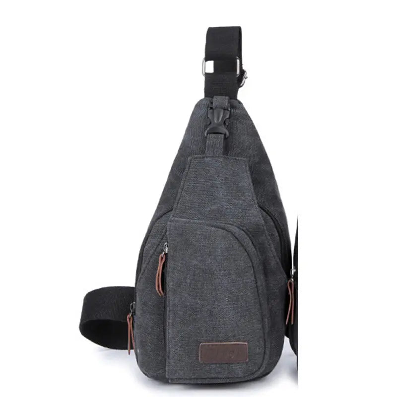 Vintage Canvas Leather Satchel Shoulder Sling Small Chest Bag Pack Travel