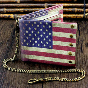 Vintage Retro Style U.S. Flag Leather Wallet