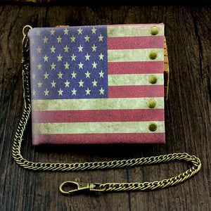 Vintage Retro Style U.S. Flag Leather Wallet