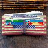Vintage Retro Style U.S. Flag Leather Wallet