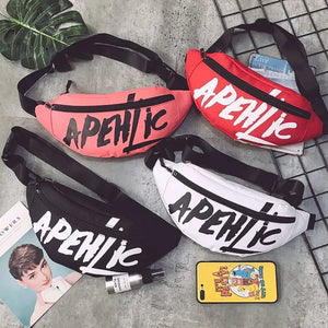 Men Women Waist Waterproof Bag Letter Fanny Packs Hip-Hop Crossbody Bags