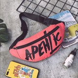Men Women Waist Waterproof Bag Letter Fanny Packs Hip-Hop Crossbody Bags