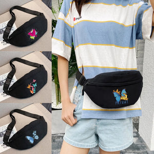 Butterfly Printing Crossbody Bag Canvas Gym Sports Bag Tote Bags