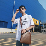 Men Leather Weave Clutch Bag Shoulder Wallet Handy Bag Handbags