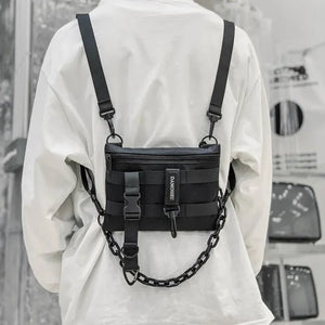 Men Multifunction Chest Bag with Plastic Chain Tactical Phone Bag