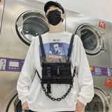Men Multifunction Chest Bag with Plastic Chain Tactical Phone Bag
