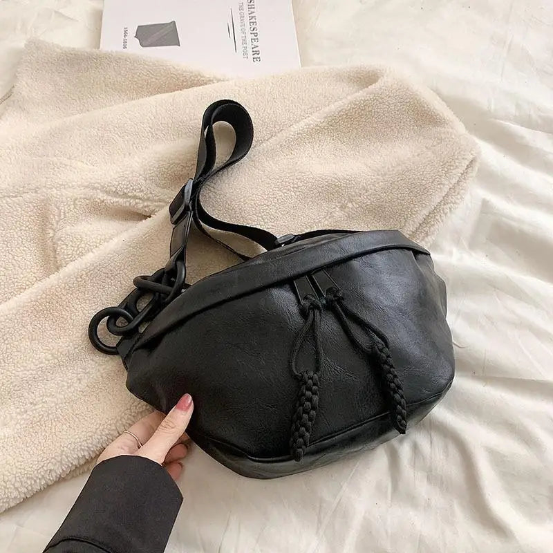 Waist Bag High Pu Leather Chest Pack Outdoor Sports Crossbody Bag