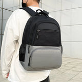 Men's Nylon Backpack Large Capacity Unisex Bag 15.6 Inches Red Orange