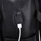 Men's USB Charging Waterproof Backpack PU Leather Travel Bag