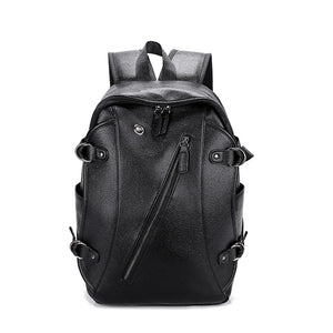 Men's USB Charging Waterproof Backpack PU Leather Travel Bag