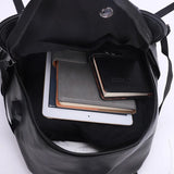 Men's USB Charging Waterproof Backpack PU Leather Travel Bag