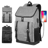 Men's Waterproof Travel Backpack Laptop 15.6 Inch USB Charging Gray Rucksack