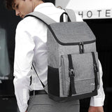 Men's Waterproof Travel Backpack Laptop 15.6 Inch USB Charging Gray Rucksack