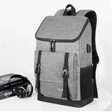 Men's Waterproof Travel Backpack Laptop 15.6 Inch USB Charging Gray Rucksack