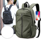 Men's Waterproof Laptop Backpack USB Charging Nylon Travel Bag