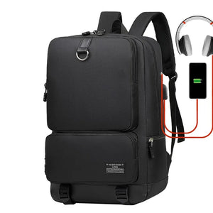 Men's Waterproof USB Charging Travel School Backpack 15.6 Inch Laptop Backpack