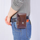 Men's Leather Waist Bag Waterproof Business Phone Belt Outdoor Travel Pouch