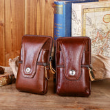 Men's Leather Waist Bag Waterproof Business Phone Belt Outdoor Travel Pouch