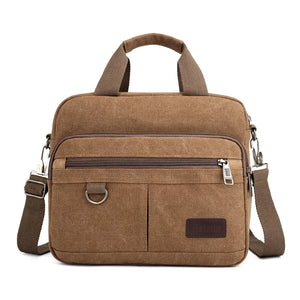Men's Laptop Bag Leather Messenger Canvas One-shoulder Cloth