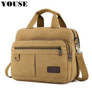 Men's Laptop Bag Leather Messenger Canvas One-shoulder Cloth