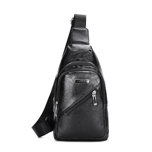 Men's Leather Sling Chest Pack Shoulder Strap Crossbody Bag