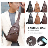 Men's Leather Sling Chest Pack Shoulder Strap Crossbody Bag