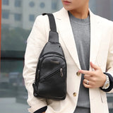 Men's Leather Sling Chest Pack Shoulder Strap Crossbody Bag