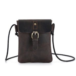Vintage Crazy Horse Leather Men's Crossbody Bag