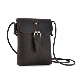 Vintage Crazy Horse Leather Men's Crossbody Bag