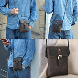 Vintage Crazy Horse Leather Men's Crossbody Bag