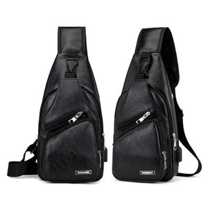 Men's PU Leather Sling Bag Cross Body Cycle Pack Travel Bag