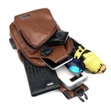 Men's PU Leather Sling Bag Cross Body Cycle Pack Travel Bag