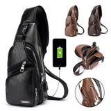 Men's PU Leather Sling Bag Cross Body Cycle Pack Travel Bag
