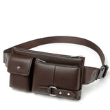 Men's Classic Belt Bag Solid PU Leather Travel Fanny Pack