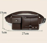 Men's Classic Belt Bag Solid PU Leather Travel Fanny Pack