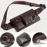 Men's Classic Belt Bag Solid PU Leather Travel Fanny Pack