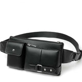 Men's Classic Belt Bag Solid PU Leather Travel Fanny Pack