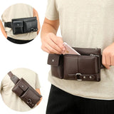 Men's Classic Belt Bag Solid PU Leather Travel Fanny Pack