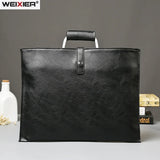 Men's Crazy Horse PU Leather Briefcase Office File Bag