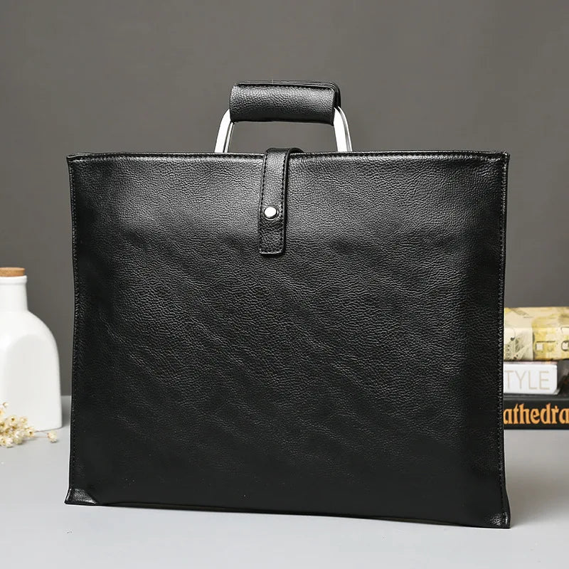 Men's Crazy Horse PU Leather Briefcase Office File Bag