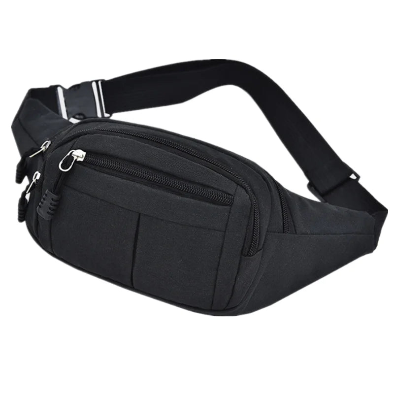 Men's Outdoor Waterproof Sports Bag Canvas Waist Crossbody Banana Bag