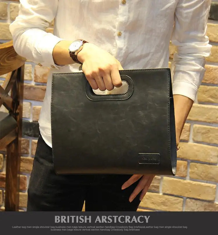 Men's Vintage Business Briefcase Crazy Horse Leather Bag