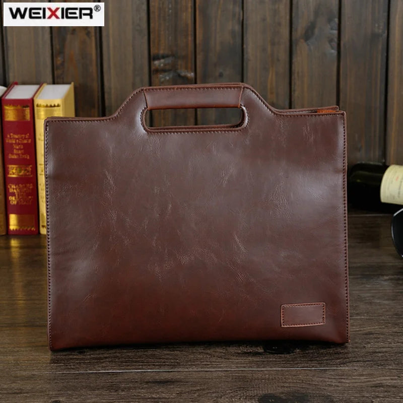 Men's PU Leather Business Briefcase Vintage Tote Laptop Bag