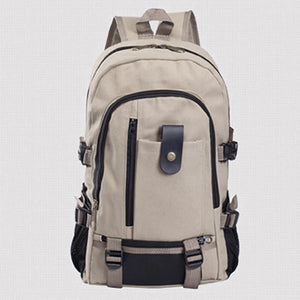 Men's Canvas Backpack Large-Capacity Schoolbag Solid Rucksacks